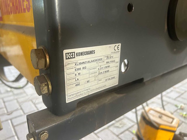 2000 konecranes 6.3t bovenloophalkraan - afbeelding 1 van  1