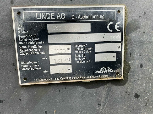 2000 linde e30-02 vorkheftruck - afbeelding 27 van  33