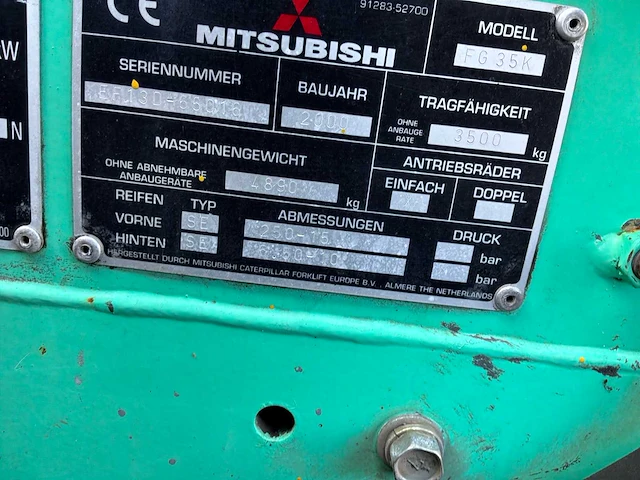 2000 mitsubishi efd13 vorkheftruck - afbeelding 8 van  9