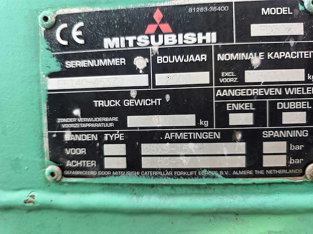 2000 mitsubishi fd30k vorkheftruck - afbeelding 14 van  19
