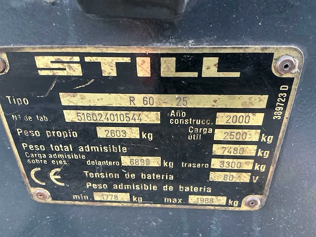 2000 still r60-25 vorkheftruck elektrisch - afbeelding 6 van  14