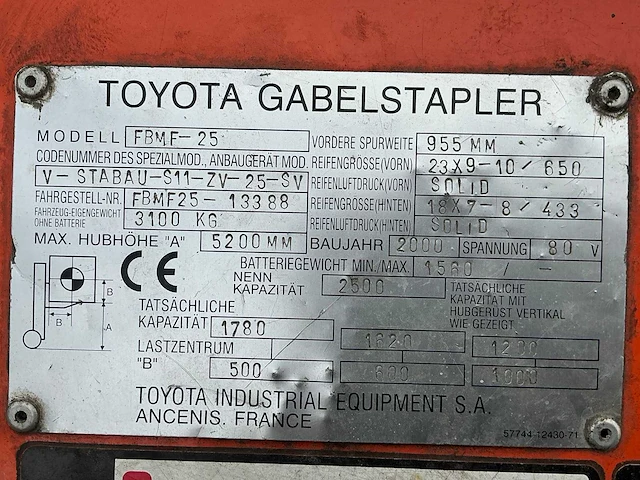 2000 toyota fbmf25 vorkheftruck elektrisch - afbeelding 4 van  13
