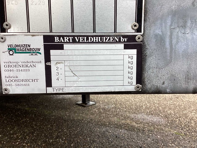 2000 veldhuizen oplegger be oplegger 5.6 ton - afbeelding 10 van  10