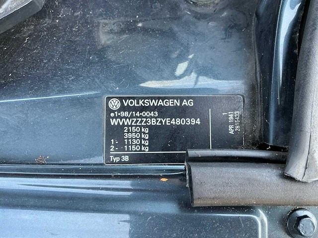 2000 volkswagen passat variant 2.8 v6 highline 4m personenauto - afbeelding 38 van  43