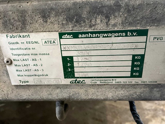 2001 atec 2a 3500 machinetransporter - afbeelding 3 van  11