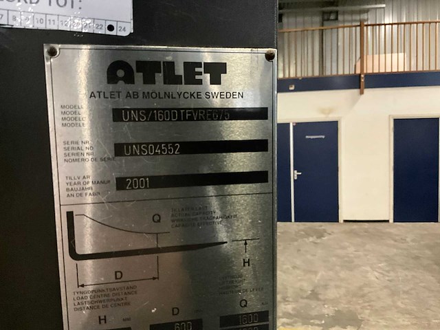 2001 atlet uns/160dtfvre675 reach truck - afbeelding 11 van  11