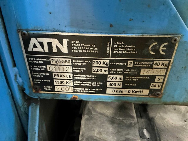 2001 atn piaf560 rupshoogwerker - afbeelding 5 van  9