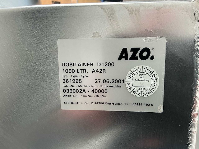 2001 azo dositainer d1200 1090ltr. a42r - afbeelding 9 van  11