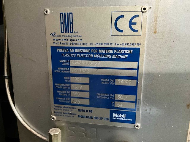 2001 bmb kw38pi/3450 spuitgietmachine - afbeelding 25 van  31