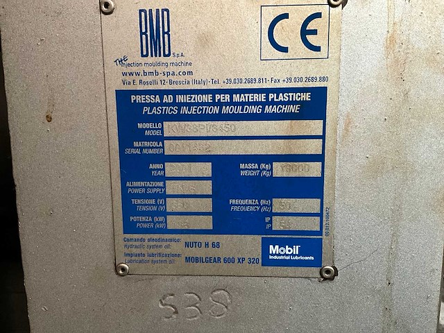 2001 bmb kw38pi/3450 spuitgietmachine - afbeelding 17 van  40