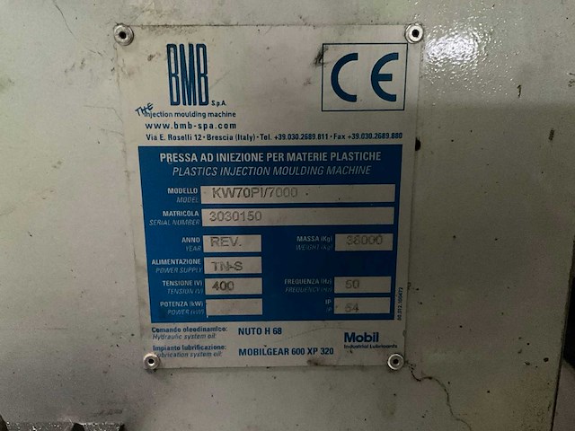 2001 bmb kw70pi/7000 spuitgietmachine - afbeelding 32 van  38