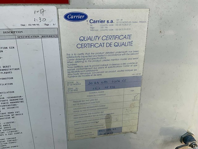 2001 carrier 30ra-080-0356-ee chiller - afbeelding 8 van  8
