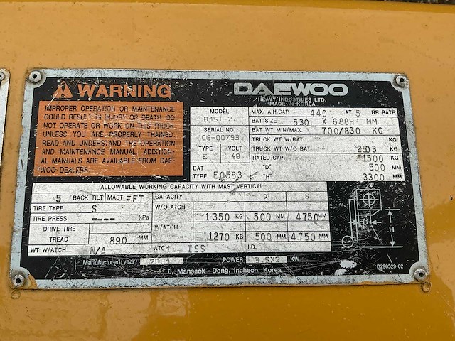 2001 caterpillar/deawoo b15t-2 vorkheftruck - afbeelding 19 van  26