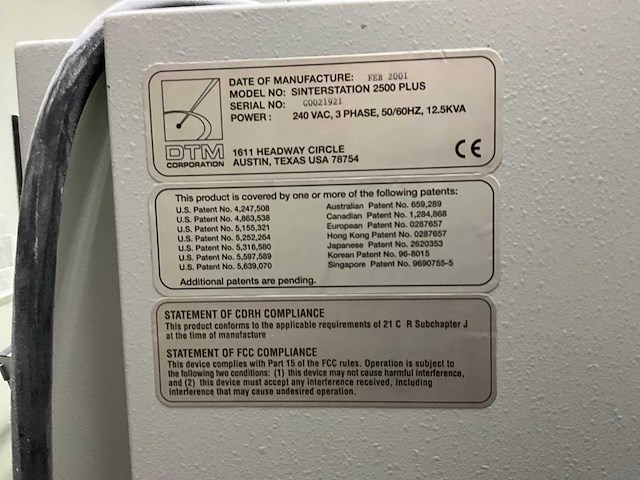 2001 dtm sinterstation 2500plus 3d printer - afbeelding 16 van  40