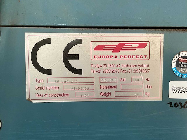 2001 europa perfect eu 660-20 / eu 636 schoningsmachine - afbeelding 14 van  14