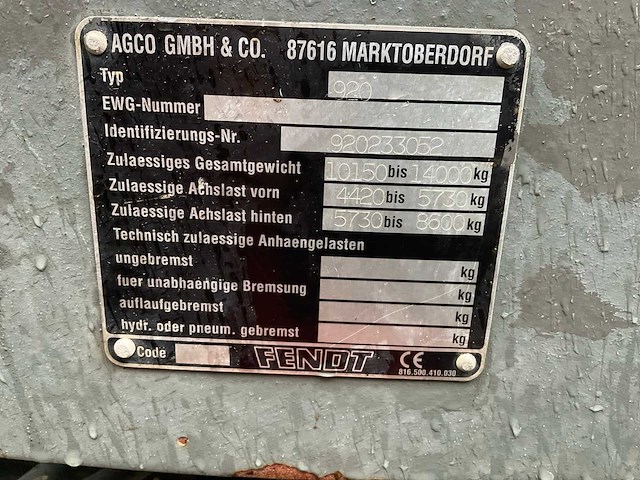 2001 fendt 920 vario vierwielaangedreven landbouwtractor - afbeelding 13 van  20