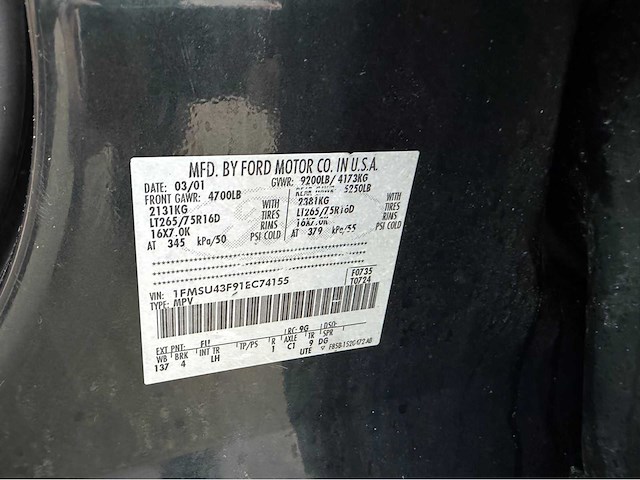 2001 ford excursion 4x4 7.3 v8 personenauto - afbeelding 19 van  27