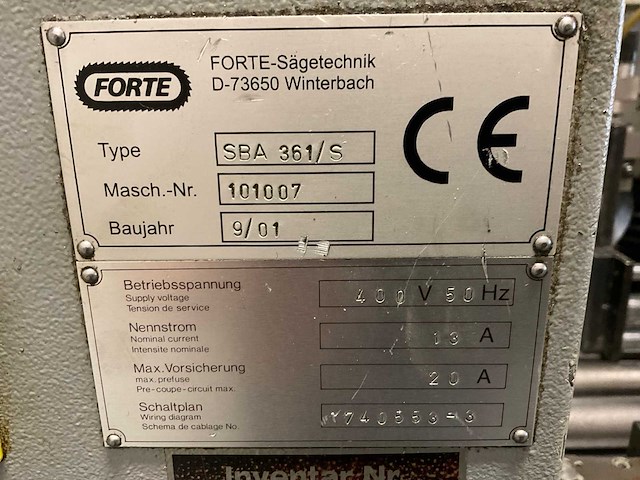 2001 forte sba361-s automatische-bandzaagmachine - afbeelding 18 van  25