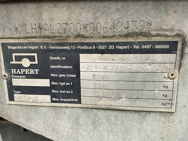 2001 hapert al2700 aanhangwagen - afbeelding 6 van  17