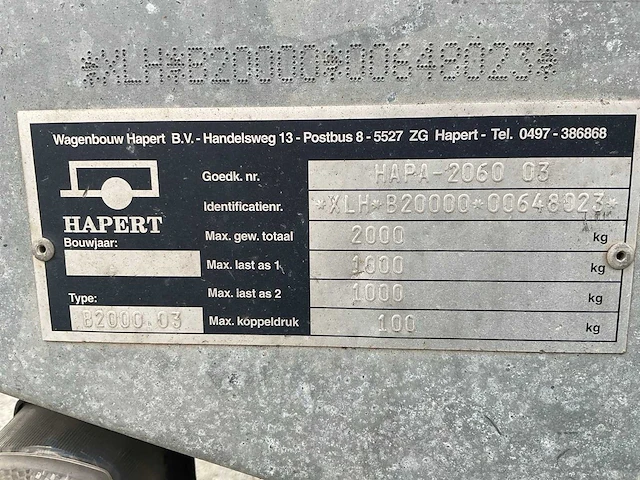 2001 hapert b aanhangwagen - afbeelding 9 van  18