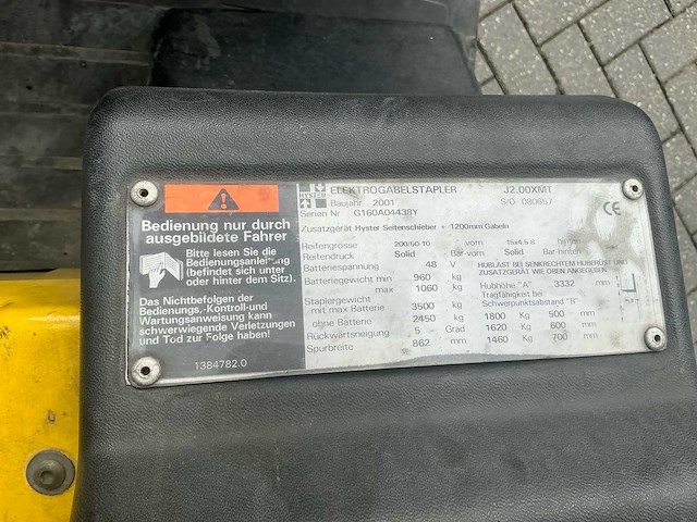 2001 hyster j2.00xmt vorkheftruck - afbeelding 20 van  24