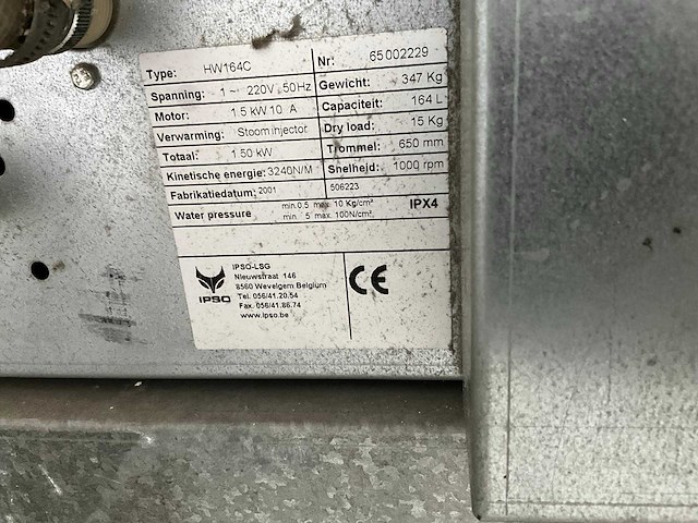 2001 ipso hw164c industriële wasmachine - afbeelding 5 van  5