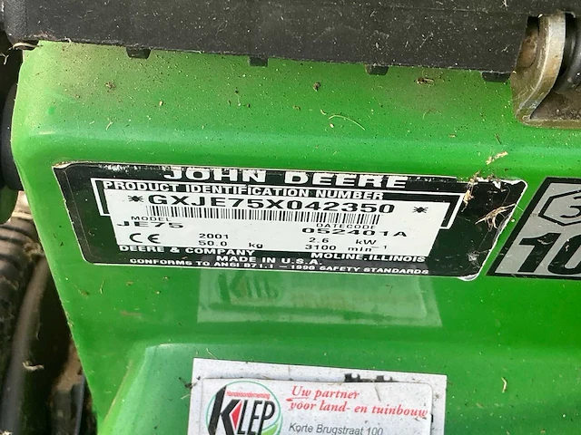 2001 john deere je75 grasmaaier - afbeelding 3 van  11