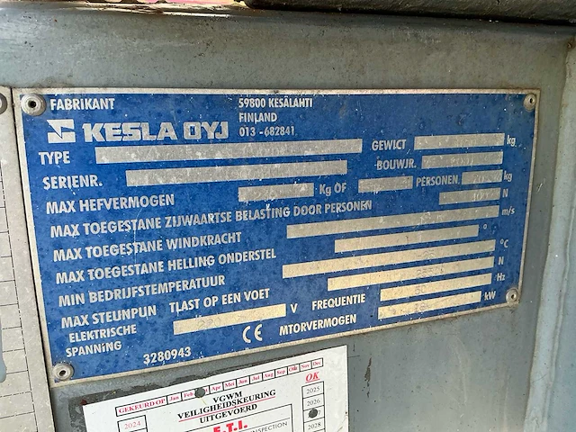 2001 kesla sl190d hoogwerker - afbeelding 5 van  30