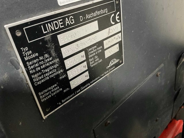 2001 linde e 30-02 vorkheftruck - afbeelding 11 van  12