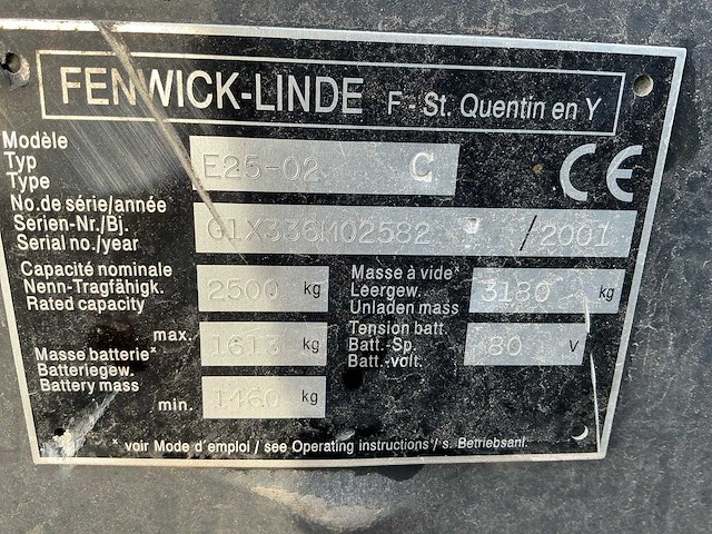 2001 linde e25-02 vorkheftruck - afbeelding 27 van  33