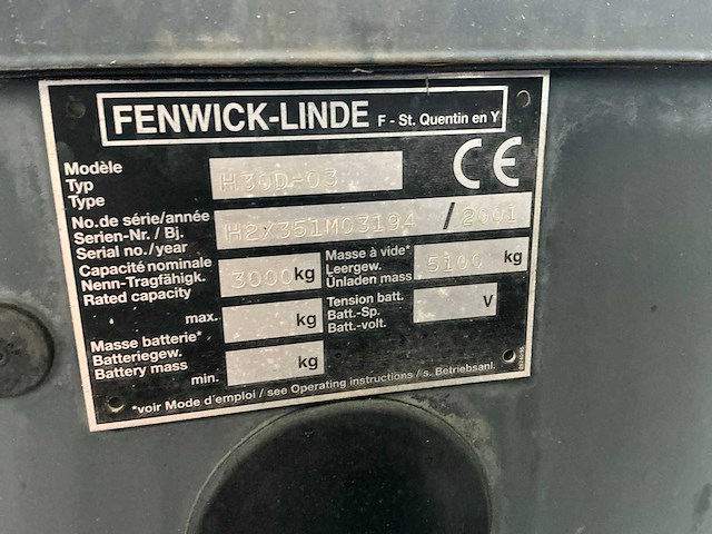 2001 linde h30d-03 vorkheftruck - afbeelding 18 van  58