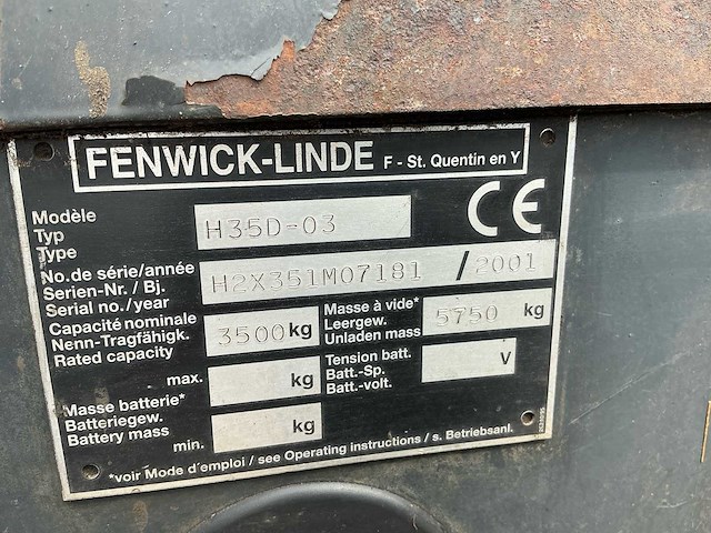 2001 linde h35d-03 vorkheftruck - afbeelding 7 van  18