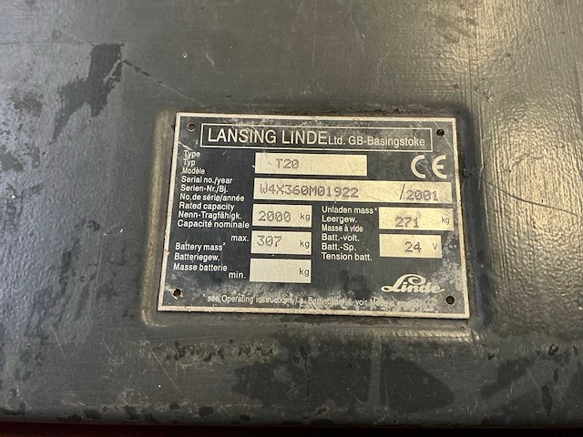 2001 linde t20 elektrische palletwagen - afbeelding 7 van  8