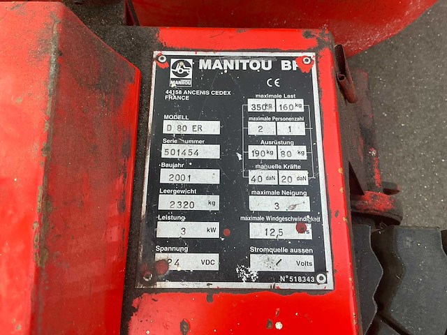 2001 manitou d 80 er schaar hoogwerker - afbeelding 22 van  34