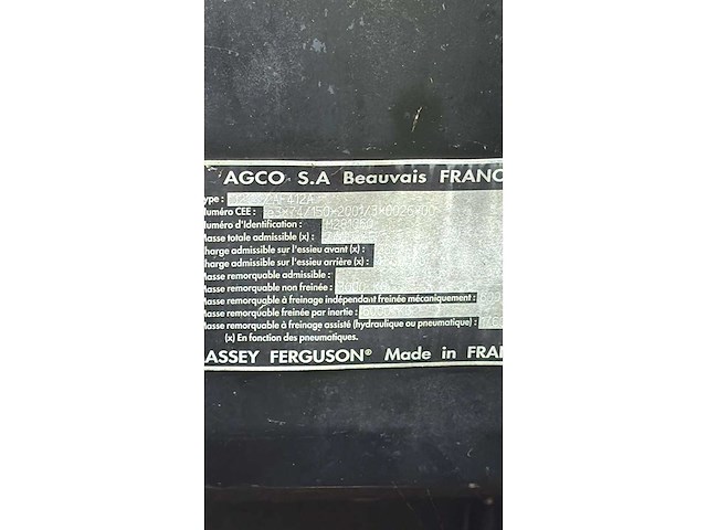 2001 massey ferguson 5435 vierwielaangedreven landbouwtractor - afbeelding 7 van  10