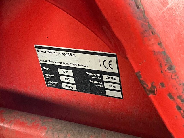2001 motrac m 30 hand hydraulische palletwagen - afbeelding 7 van  7
