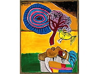 2001 offset print corneille ‘la peintre et sa muse’ - afbeelding 1 van  2