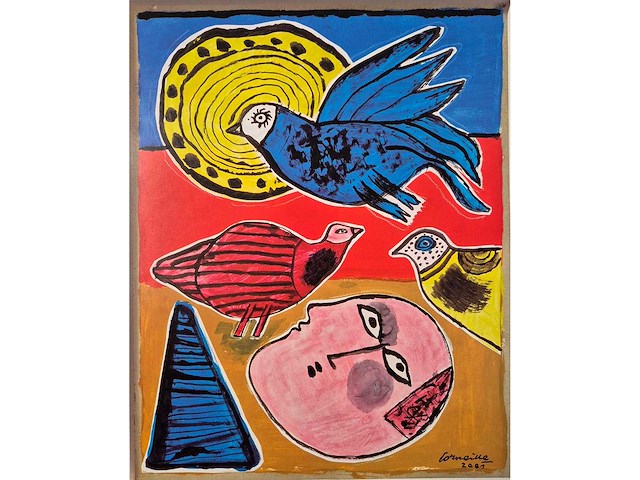 2001 offset print corneille ‘tete pensive au milieu’ - afbeelding 1 van  2