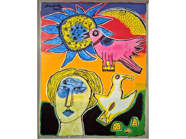 2001 offset print corneille ‘tete pensive’ - afbeelding 1 van  2