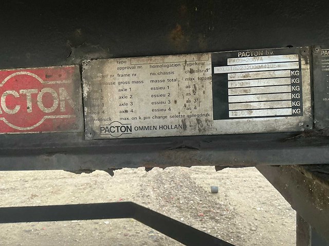 2001 pacton t2-001 tautliner oplegger - afbeelding 10 van  20
