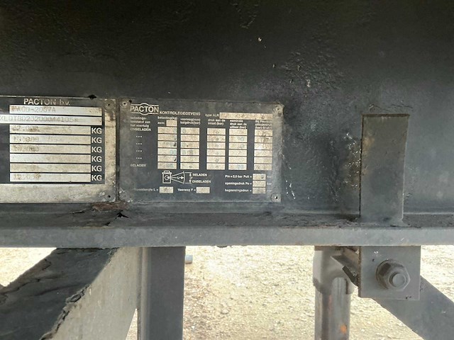 2001 pacton t2-001 tautliner oplegger - afbeelding 11 van  20
