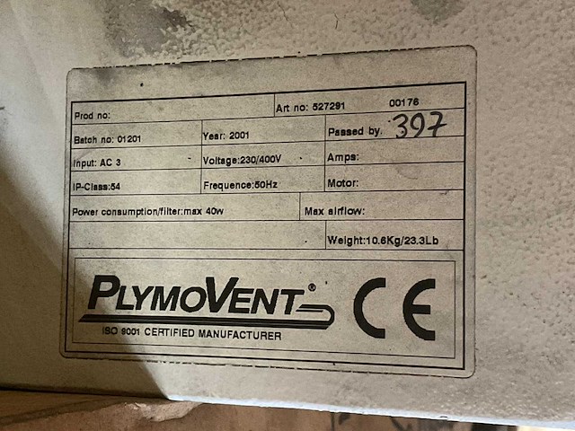 2001 plymovent fua-3000 lasdampafzuiginstallatie - afbeelding 4 van  7