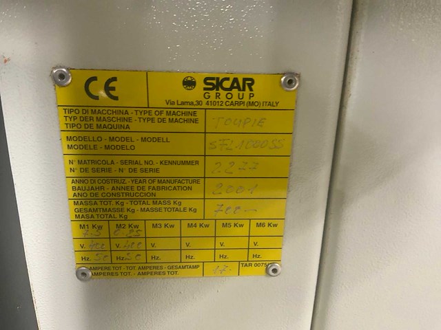 2001 sicar sfl 1000 ss penfreesmachine - afbeelding 4 van  4