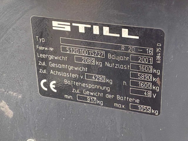 2001 still r20-16 vorkheftruck - afbeelding 9 van  17