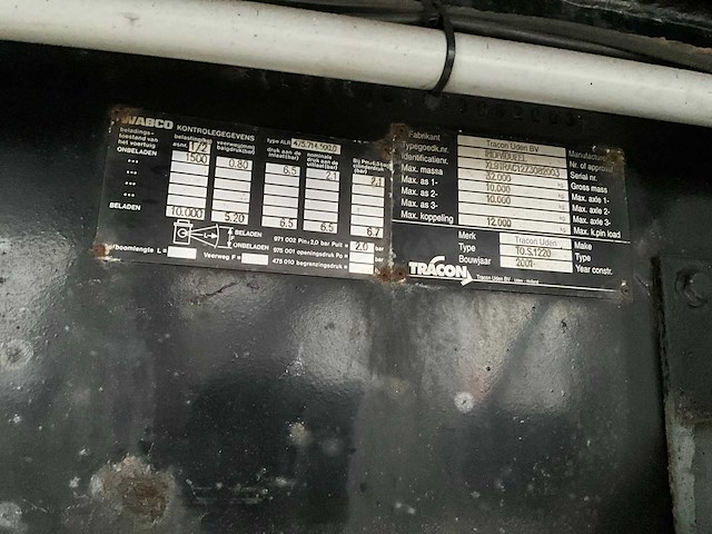 2001 tracon tos1220 gesloten oplegger og-89-rh - afbeelding 24 van  30