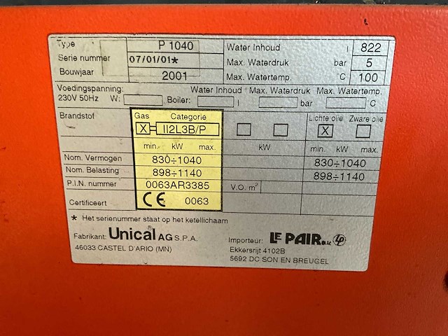 2001 unical p1040 industriële mobiele verwarmingsketel - afbeelding 15 van  36