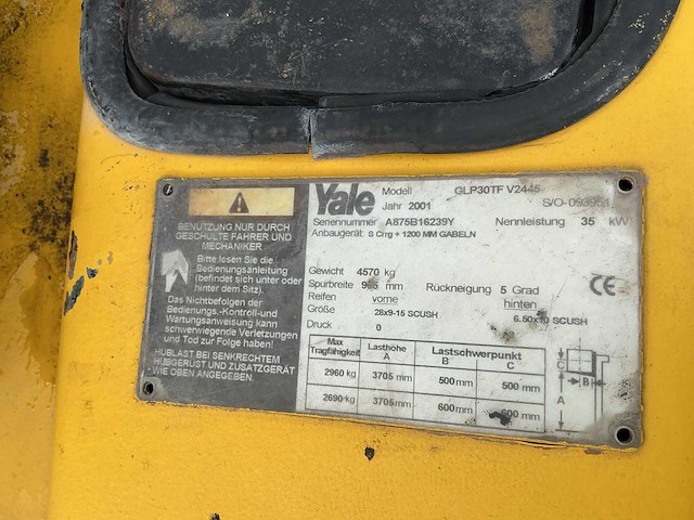 2001 yale glp30tf vorkheftruck - afbeelding 9 van  9