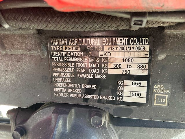 2001 yanmar ke-100 compacttractor - afbeelding 9 van  13