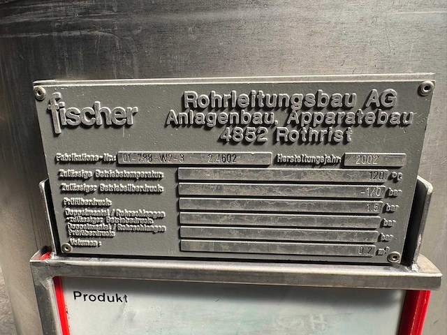 2002 - fischer - 200 ltr - proces-/vacuümvat - afbeelding 8 van  14