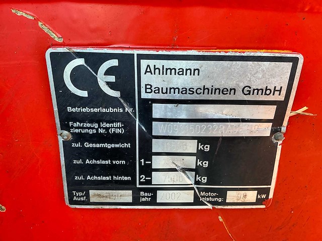 2002 ahlmann as150 / 1500 shovel - afbeelding 27 van  36